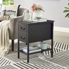 VECELO Wooden Sides Tables, Narrow Nightstands Square Side Tables with USB Ports & 2 Drawers 19.6" L x 11.8" W x 23.6" H - 4 of 4