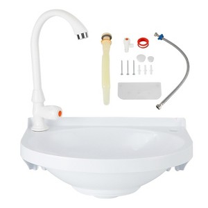 Topteng Wall Mounted Sink with Faucet Hole - For Bathroom & Outdoor Garden - 1 of 4