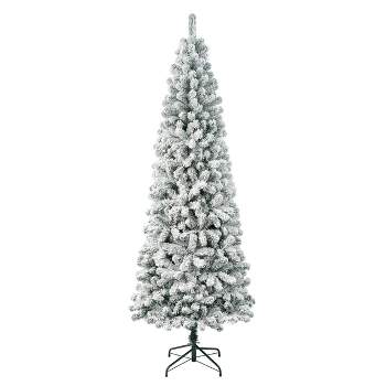 National Tree Company First Traditions 7.5' Unlit Slim Medium Flocked Acacia Hinged Artificial Christmas Tree