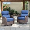 POCASSY Outdoor Swivel Rocker Patio Swivel Chairs Set of 2, 6" Thick Cushions All Weather Brown Wicker Swivel Glider Chairs with High Back for Porch - 3 of 4