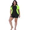 Agnes Orinda Women's Plus Size Tummy Control Colorblock Zip Front Rashguard One-Piece Swimsuit - 3 of 4