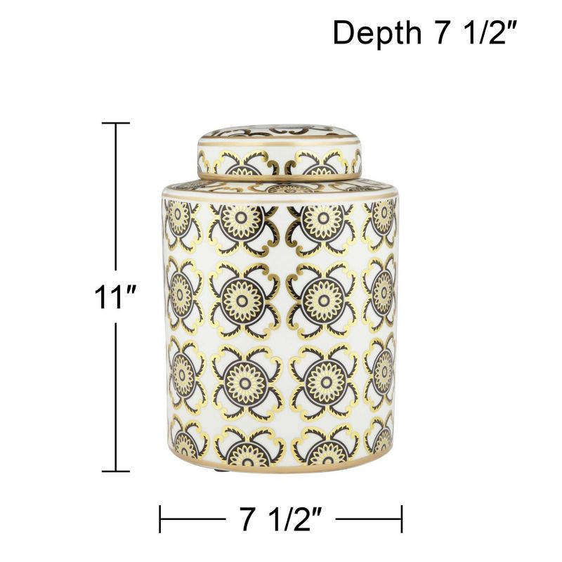 Dahlia Studios Beka White and Gold 11" High Decorative Jar with Lid, 4 of 6