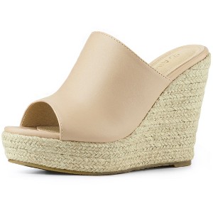 Allegra K Women's Open Toe Padded Insole Slip-on Platform Espadrille Sandals - 1 of 4