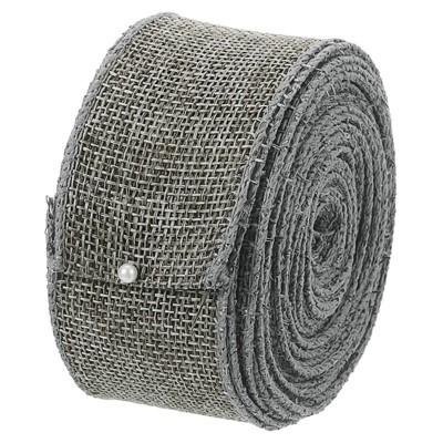 Unique Bargains Gift Wrapping Faux Burlap Wired Durable Ribbon Roll 10 Yards 1 Pc