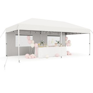 Pop Up Canopy with 2 Sidewalls, Heavy Duty Outdoor Canopy Tent with Portable Roller Bag - 1 of 4