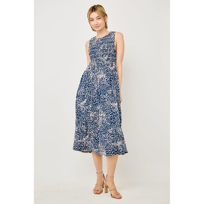 WEST K Women's Elowen Smocked Bodice Knit Midi Dress