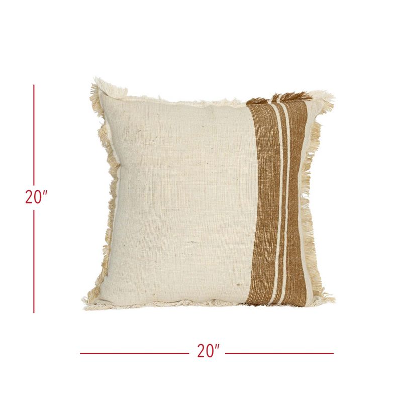 Hand Woven Brown Striped Throw Pillow Jute & Cotton With Polyester Fill by Foreside Home & Garden, 6 of 7
