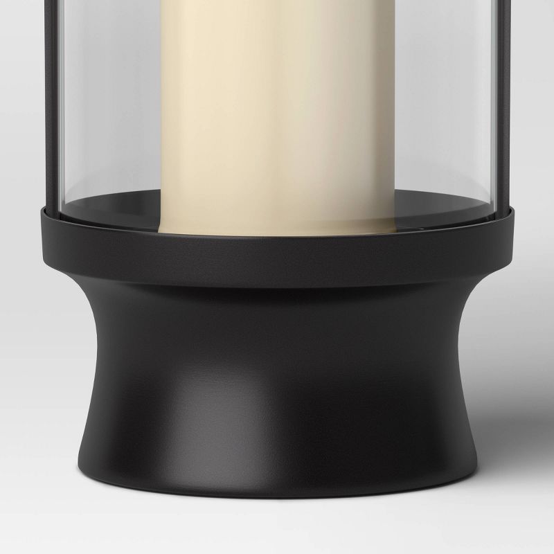 Modern Metal and Glass Battery LED Pillar Candle Outdoor Lantern Black - Threshold™, 5 of 7