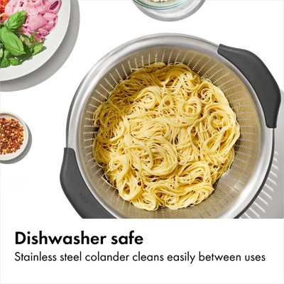 OXO 5 Qt Stainless Steel Colander: Dishwasher-Safe Strainer for Pasta & More, Clear, 11.7 Width ‼️has stains and scratches ‼️