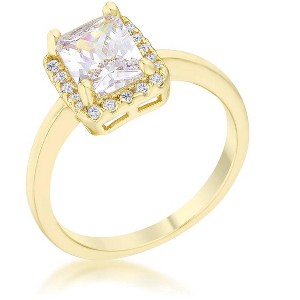 Slickblue Classic 2 Ct. CZ Radiant Style Gold Ring, Clear Stone with Pave Accents, Women’s Ring, Size 5-10 - 1 of 4