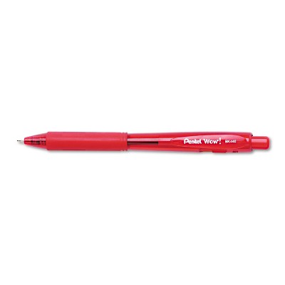 Pentel WOW! Retractable Ballpoint Pen 1mm Red Barrel/Ink Dozen BK440B