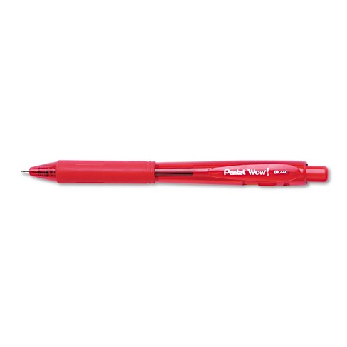 Pentel WOW! Retractable Ballpoint Pen 1mm Red Barrel/Ink Dozen BK440B - image 1 of 2