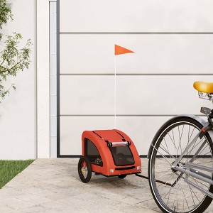vidaXL Pet Bike Trailer for Small Dogs - Orange Oxford Fabric/Strong Iron Frame/Ventilated with Cover, Reflectors & Safety Flag - 1 of 4