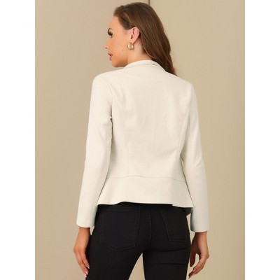 Allegra K Women's Faux Suede Lapel Draped Outwear Open Front Jacket Medium Beige — фото 2