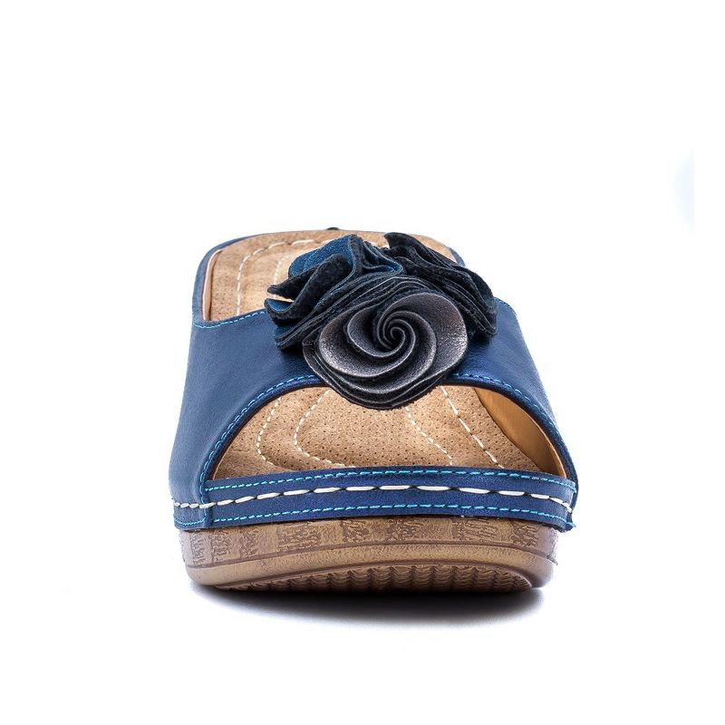 GC Shoes Sydney Flower Comfort Slide Wedge Sandals, 5 of 9