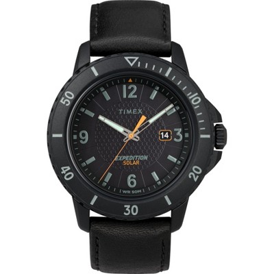 Men's Timex Expedition Solar Watch with Leather Strap - Black TW4B14700JT