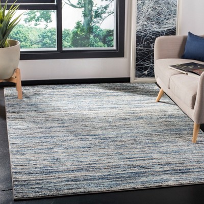 Stellar Blue Synthetic Square Rug - Easy Care, Stain-Resistant