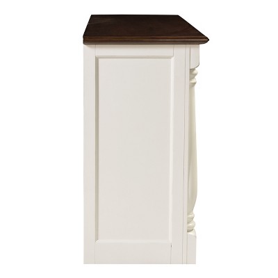 Elegant Distressed White Carved Sideboard with Adjustable Shelves