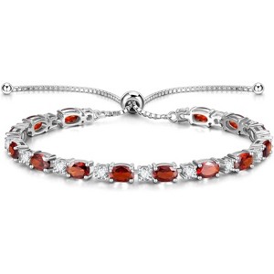 Sterling Silver Birthstone Tennis Bracelet, Bolo Adjustable Chain Fine Jewelry, Birthday Gift for Women Mom Wife - 1 of 4