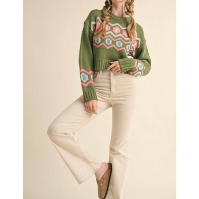 Women's Stay Cozy Geometric Pattern Sweater - &merci