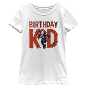 Girl's Marvel Birthday Kid Black Widow T-Shirt - 1 of 4