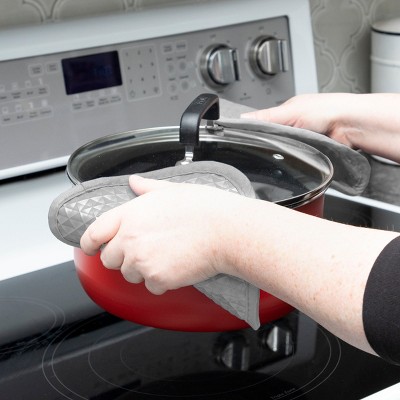 Gray Silicone 4-Piece Oven Mitt and Pot Holder Set