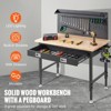 VEVOR Workbench Adjustable Height 28-39.5" Work Bench For Garage Oak Plank & Carbon Steel Heavy Duty Workbench 2000lbs Weight Capacity, Black - 3 of 4