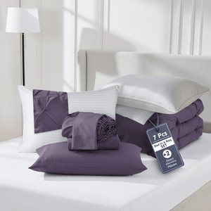 Nestl 9 Piece Comforter Set, Pinch Pleated Bedding Set, Bed in a Bag, Comforter Set with Down Alternative Pillows - 1 of 4