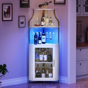 GustoWave Corner Bar Cabinet - 29", Home Bar Liquor Cabinet for 50+ Bottles, Freestanding Wine Storage & LED Light, 5-Tiers Cabinet Bar - 1 of 4