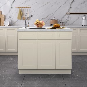 34.5" H Antique Sink Base Cabinet with 2 Doors, Adjustable Shelf, Soft-Close, Plywood & MDF, RTA Kitchen Cabinet - 1 of 4