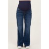 Pinkblush Navy Dark Wash Relaxed Wide Leg Maternity Jeans - 3 of 4