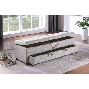 Sapphtopaz Modern Ottoman with Storage&Drawer Upholstered Shoe Bench with Tufted Top Seat Functional Entryway Bench for Living Room,Bedroom - 1 of 4