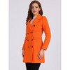 Allegra K Women's Elegant Notched Lapel Double Breasted Long Sleeve Winter Overcoat - 3 of 4