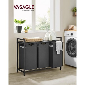 VASAGLE Laundry Hamper, Laundry Basket, Laundry Sorter with 3 Pull-Out and Removable Bags, Shelf, Metal Frame, 3 x 10 Gallons (38L) - 1 of 4