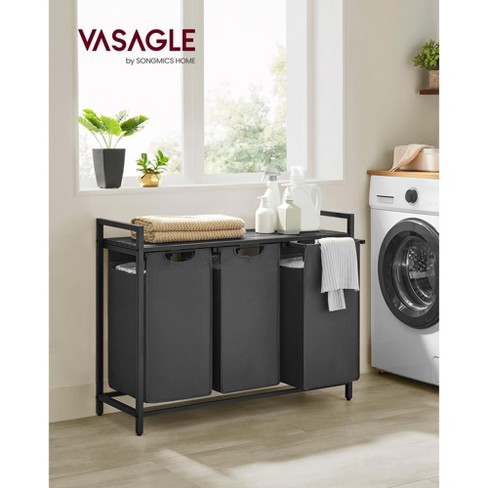 VASAGLE Laundry Hamper, Laundry Basket, Laundry Sorter with 3 Pull-Out and Removable Bags, Shelf, Metal Frame, 3 x 10 Gallons (38L) - image 1 of 4