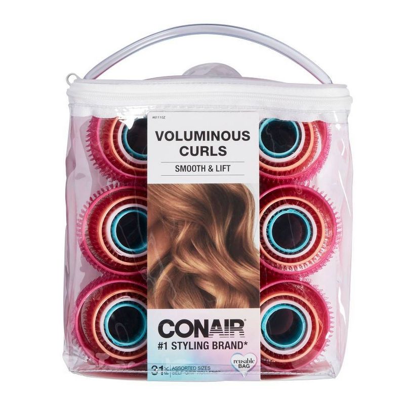 Conair Heatless Voluminous Curl Self Grip Rollers - Assorted Sizes &#38; Colors - 31pk, 1 of 8