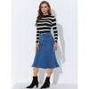 INSPIRE CHIC Women's High Waist Fishtail Ruffle Denim Jean Skirt - 2 of 4
