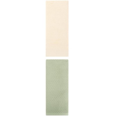 REGALWOVEN Solid Stripe Pattern Bathroom Face Hand Towels 14" x 30"/13" x 30" 2 Pcs