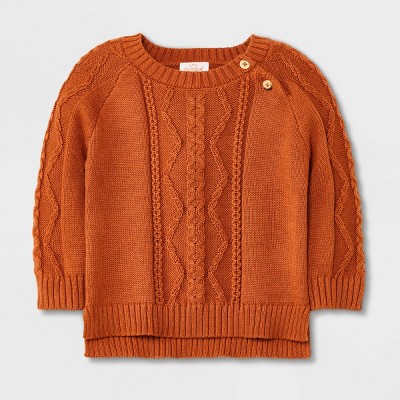Image of Baby Cable Pullover Sweater - Cat & Jack™ Rust 12M