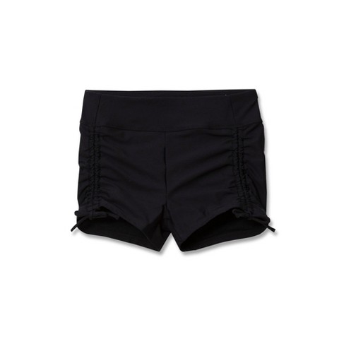 Lands' End Kids Chlorine Resistant Ruched Swim Kidshort - Large - Black