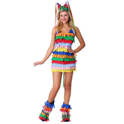 Halloweencostumes.com Small Women Women Pinata Costume, Red/orange/blue ...