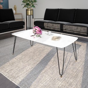 LeisureMod Elmwood 47" Wood Coffee Table with Metal Legs - Modern Rectangular Design, Perfect for Living Rooms - 1 of 4