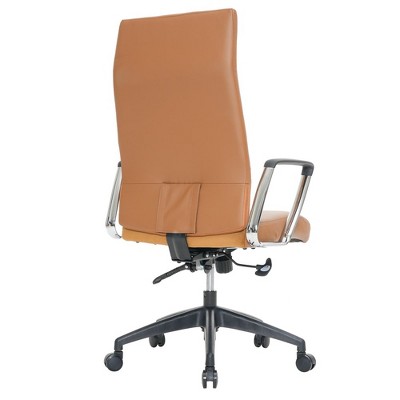 Hilton High-Back Swivel Leather Office Chair in Light Brown