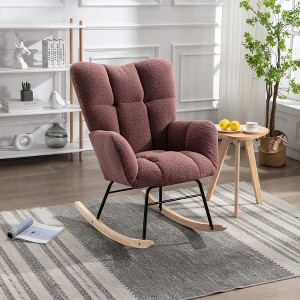 Racxily Teddy Rocking Gilder Nursery Chair For Living Room Indoor - 1 of 4