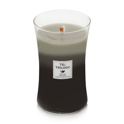 Amber Warm Woods Trilogy Large Soy Jar Candle with Wooden Wick