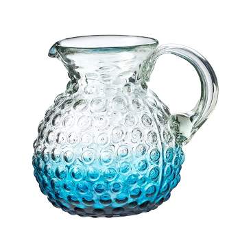 Amici Home Catalina Pitcher, Artisan Handmade Mexican Recycled Glass, For Sangria, Iced Tea, Juice, 8″ D x 8″ H, 80- Ounce
