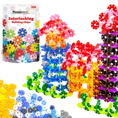 PICASSO-TILES 300pc Building Chips Interlocking Disc Construction Blocks, STEM Toys for Kids 3+