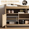 58" Boho Rattan TV Stand Fits TVs Up to 65 Inch, 4 Adjustable Open Shelves & 2 Rattan-Door Cabinets - 4 of 4