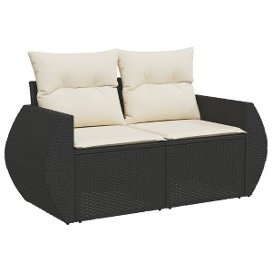 vidaXL 5 Piece Patio Sofa Set with Cushions - Black and Cream - 1 of 4