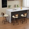 26" Swivel Counter Height Bar Stools Set,Mid Century Walnut Rattan Cane Back PU Leather Stools for Kitchen Island-Baofuwish - 2 of 4